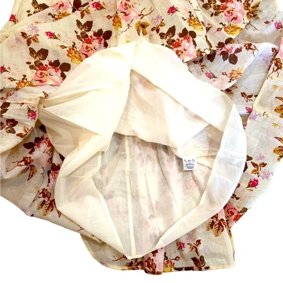 Nwot Sea New York Esme midi floral dress smocked tiered skirt cap sleeves size 6 - Picture 14 of 16